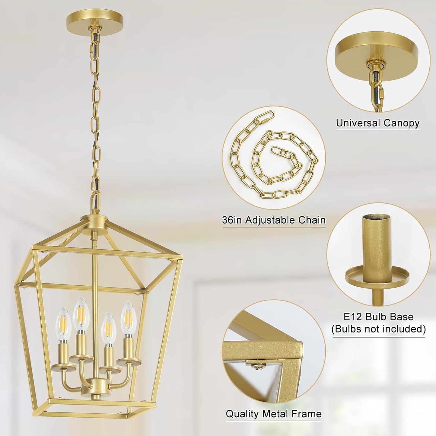Industrial Farmhouse Chandelier – Adjustable Geometric Light 💡🏡