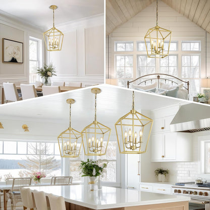 Industrial Farmhouse Chandelier – Adjustable Geometric Light 💡🏡