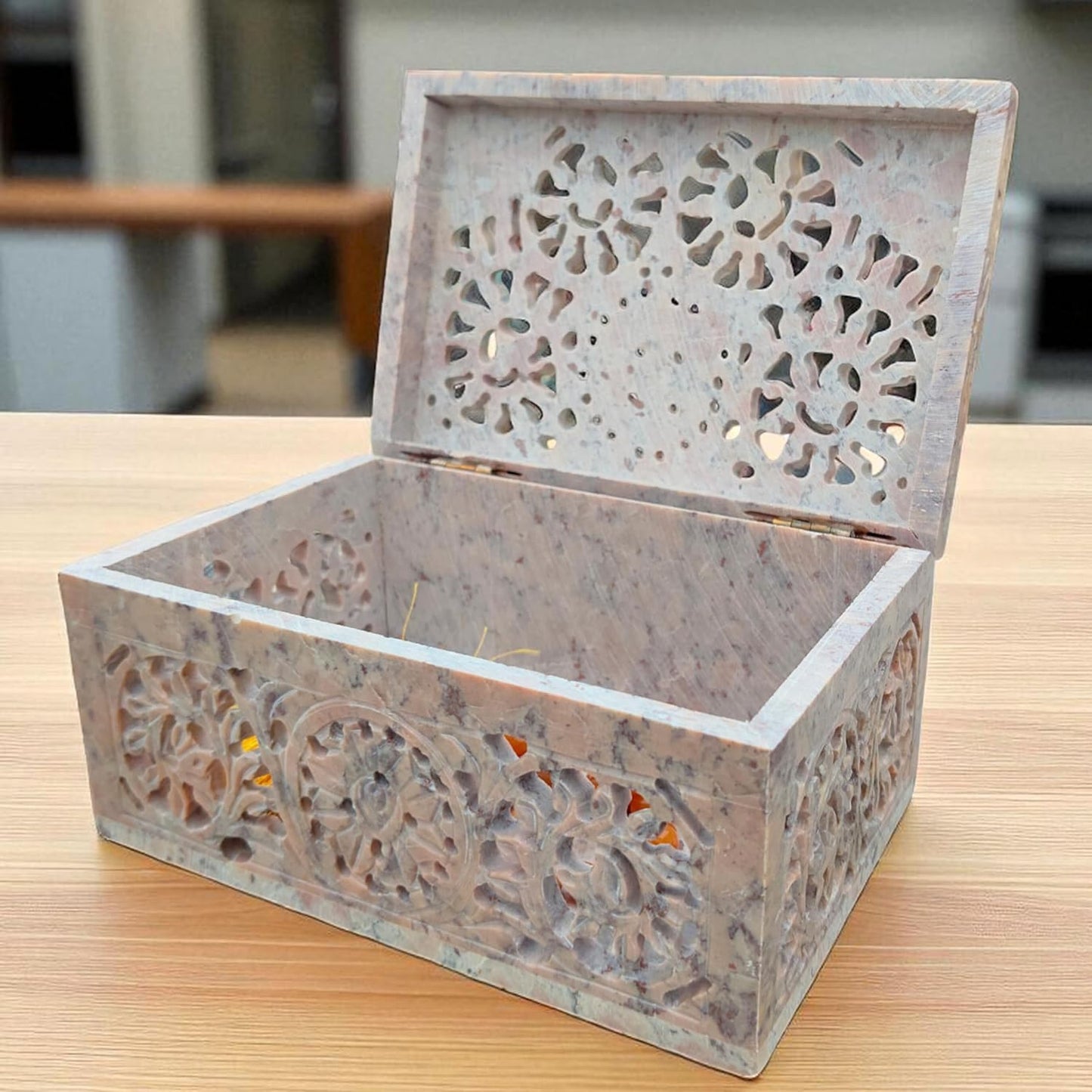 Handmade Soapstone Jewelry Box – Elegant Storage 💎🪨