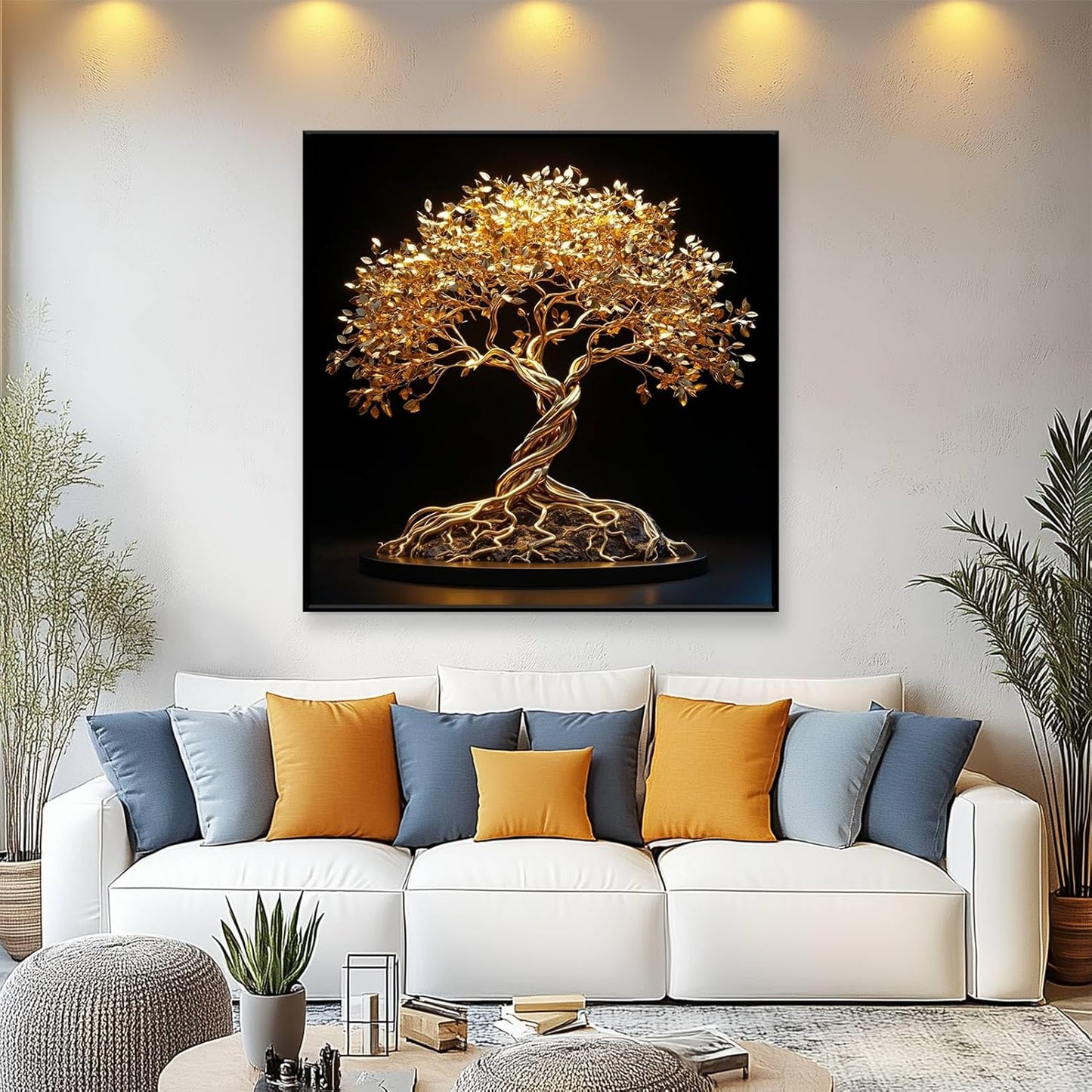 Golden Luxury Canvas Wall Art – Elegant Home Decor 🖼️✨