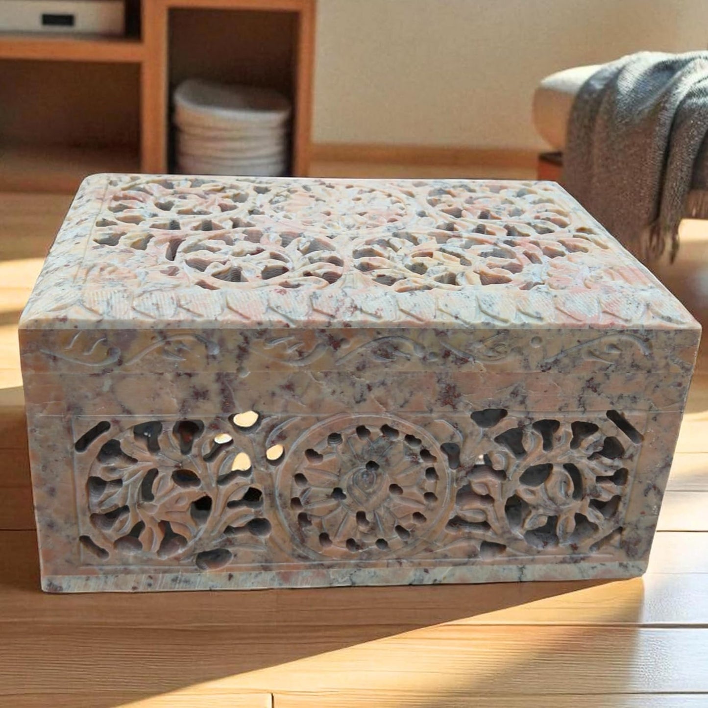 Handmade Soapstone Jewelry Box – Elegant Storage 💎🪨