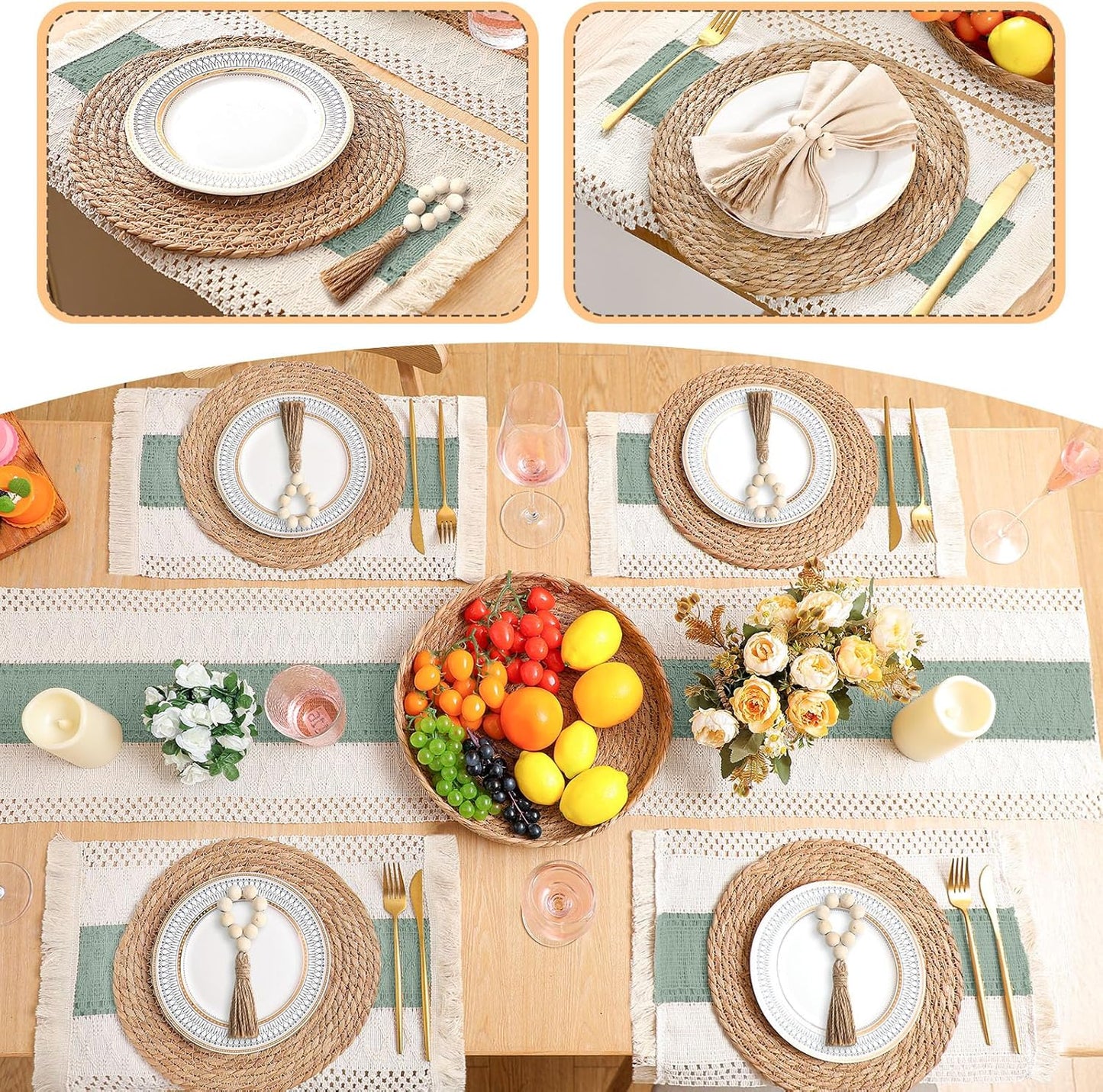 Macrame Placemats – Bicolor Farmhouse Dining 🍽️🌿